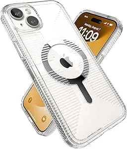 Speck Clear Iphone 15 Plus Case - Slim, Built For Magsafe, Drop Protection Grip - For Iphone 15 Plus & Iphone 14 Plus - Scratch Resistant, Anti-Yellowing, 6.7 Inch Phone Case - Gemshell Grip Clear