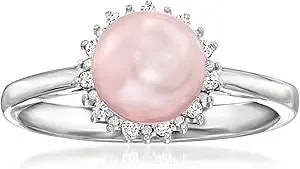 Ross-Simons 6.5-7mm Pink Cultured Pearl Ring With Diamonds In Sterling Silver