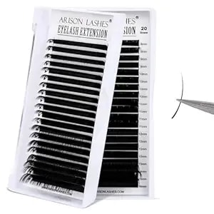 Arison Lashes Volume Lash Extensions Cashmere Matte Black Individual Eyelash Extensions Tray Mixed Length 20 Rows For Professional Lash Tech Supplies(0.05-D Curl-Mixed Length 8–16mm)