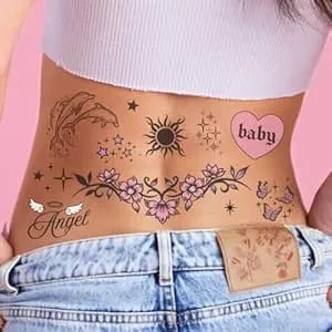 Xo, Fetti y2k Realistic Temporary Tattoos - 56 Pcs - Girly 2000s Bachelorette, Birthday Favors, Halloween Party Accessory, Fake Tats, Festival Stickers