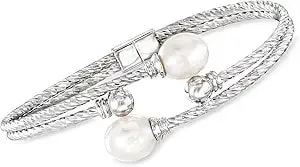 Ross-Simons 7-8mm Cultured Pearl Cuff Bracelet In Sterling Silver
