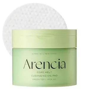 Arencia Pore Melt Cleansing Oil Pad, Easy Makeup Removing With Cleansing Wipes With Green Tea, Rice, Ceramide, 50 Pads