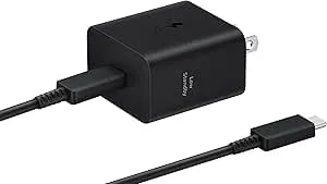 Samsung 45W Wall Charger Power Adapter With Cable Included, Super Fast Charging For Galaxy Phones, Tablets And USB Type C Devices, Low Standby Power Consumption, EP-T4511XBEGUS, Black