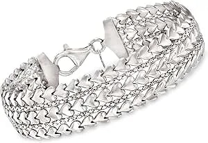 Ross-Simons Italian Sterling Silver Multi-Row Heart Bracelet