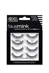 Ardell Faux Mink Lashes 817 – Lightweight, Knot-Free Invisiband Eyelashes For Natural Glam, 4 Pairs, 1 Pack