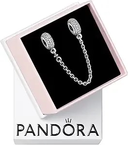 Pandora Sparkling Pavé Safety Chain Charm - Gift For Her - Compatible With Pandora Moments - Sterling Silver & Cubic Zirconia - With Gift Box