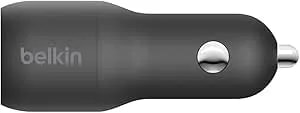 Belkin 37 Watt Dual Usb Car Charger - Power Delivery 25w Usb C Port & 12w Usb A Port For Pps Charging Apple Iphone 14, 14 Pro, 14 Pro Max, Iphone 13, Samsung Galaxy, Airpods - Included Lightning Cable