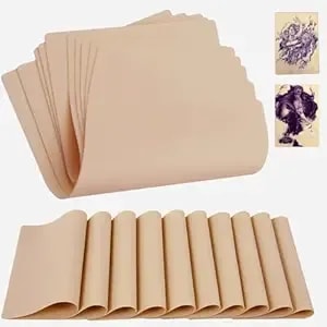 Yuelong 10pcs Tattoo Fake Skin Double-Sided Tattoo Practice Skins 1.3mm Silicone (7.4"x5.6") For Microblading Eyebrow Lips & Tattooing Practice Realistic Skin Texture For Beginners/Pro Artists