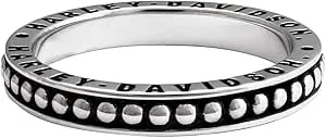 Harley-Davidson Women'S Engraved H-D Beaded Stacking Ring - Sterling Silver
