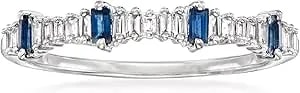 Ross-Simons 0.14 Ct. T.W. Diamond And .10 Ct. T.W. Sapphire Stackable Ring In 14kt White Gold