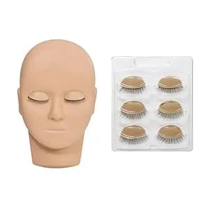 Lash Mannequin Head, Eyelash Extension Mannequin Head With Replaceable Eyelids, Premium Silicone Material, Skin Color