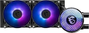 Msi Mag Coreliquid a12 240 - Aio Argb Cpu Liquid Cooler - 240mm Radiator - Lga 1700 Ready - Double Ball bearring120mm Argb Pwm Fans x2, Rotatable Blockhead, Lga 1700/1851, am5 / am4, Black