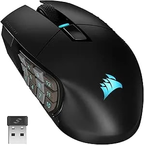 Corsair Scimitar Elite RGB Wireless MMO Gaming Mouse - 26,000 DPI - 16 Programmable Buttons - Up To 150hrs Battery - Icue Compatible - Black