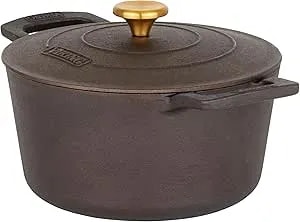 Viking Nonstick 5 Quart Dutch Oven With Self-Basting Lid, Bronze Cast Iron Cookware Pot, Made Without Pfas, Induction Compatible, Oven Safe To 500f