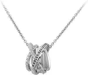 Harley-Davidson Women'S Twisted Bling H-D Crystal Necklace - Sterling Silver