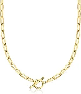 Ross-Simons 18kt Gold Over Sterling Paper Clip Link Toggle Necklace