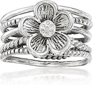 Ross-Simons Sterling Silver Multi-Row Flower Ring