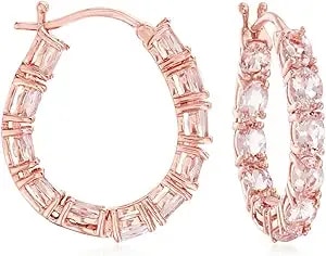 Ross-Simons 3.35 Ct. T.W. Morganite Inside-Outside Hoop Earrings In 18kt Rose Gold Over Sterling