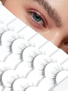 Lashes Short Eyelashes 10mm Natural Lashes Wispy Thin Band Strip Lashes Short Eyelashes Natural Look 3d Volume Lashes 7 Pair Fake Lashes Siligli