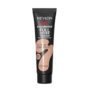 Revlon Colorstay Full Cover Longwear Matte Foundation, Heat & Sweat Resistant Lightweight Face Makeup, 220 Natural Beige, 1.0 Fl Oz