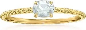 Ross-Simons Pure Collection 0.30 Carat Aquamarine Roped Ring In 14kt Yellow Gold