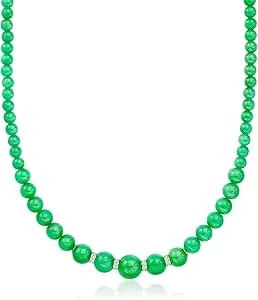 Ross-Simons 5-11mm Jade Bead Necklace With .24 Ct. T.W. Diamonds In Sterling Silver. 18 Inches