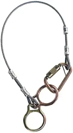 3m Protecta Pro 2190102 Tie-Off Adaptor, 6-Foot, 1/4-Inch Galvanized Cable Dual-Ring , Carabiner At One End, Two D-Rings At The Other, Silver