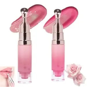 Limuva Brightening Lip Serum, Limuva Lip Serum, Hydrating & Plumping Tinted Lip Gloss, High Shine No Sticky Feel, Nourishing For Dry Chapped Lips (01+02)