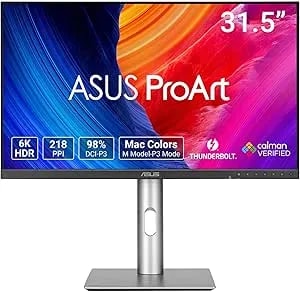 Asus Proart Display 32” 6k Professional Monitor (pa32qcv) - Ips, 6k (6016 X 3384), 98% Dci-p3, Luxpixel™, δE < 2, Calman Verified, Thunderbolt 4, displayhdr600, Displaywidget, 3 Yr Warranty