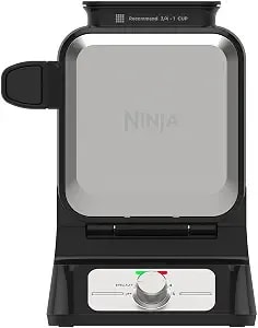 Ninja Belgian Waffle Maker Pro, 5 Shade Settings, Black/Silver, bw1001 - Vertical Design, Neverstick Coating, Precision-Pour Cup, Recipe Guide, Dishwasher-Safe Parts