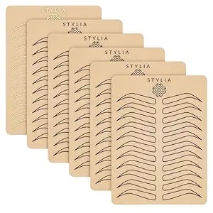 Stylia Microblading Practice Fake Skin Sheet For Eyebrow Tattoo, Fake Skin For Tattoo, Micro Blading Eye Brow Makeup, Tattoo Skin Practice Kit, Tattooing Supplies (5 Black Double Sided +1 Bonus White)
