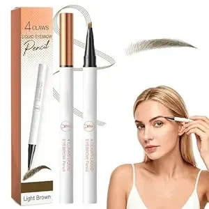 Microblading Eyebrow Pencil, 2026 New 4-Tip Liquid Eyebrow Pen, 3d Waterproof Magic Eyebrow Contouring Pencil With Micro-Fork Tip, Long-Lasting Precise Eye Brow Pen Makeup For Women (Light Brown)