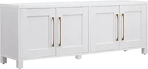 Henn&Hart Rectangular Tv Stand For Tv'S Up To 80" In White, Tv Stands For The Living Room