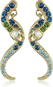 Betsey Johnson Pave Crystal Snake Front & Back Linear Earrings