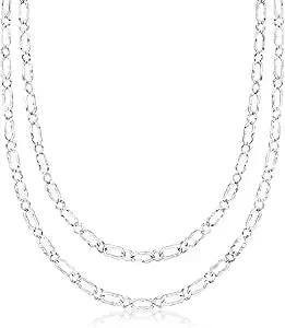 Ross-Simons Italian Sterling Silver Hammered And Polished Flat-Oval Link Layered Necklace. 18 Inches