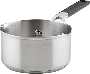 Kitchenaid 71018 Stainless Steel Saucepan With Pour Spouts, 1 Quart - Brushed Stainless Steel