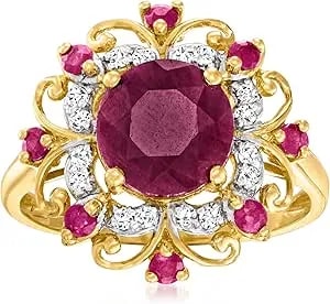 Ross-Simons 3.40 Ct. T.W. Ruby And .12 Ct. T.W. Diamond Frame Ring In 14kt Yellow Gold