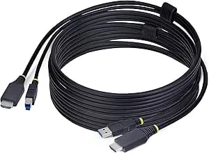 Startech.Com 10ft (3m) Hdmi And Usb 5gbps Kvm Cable, 4k 60hz, Hdmi 2.0 And Usb Combo Cable For Kvm Switch