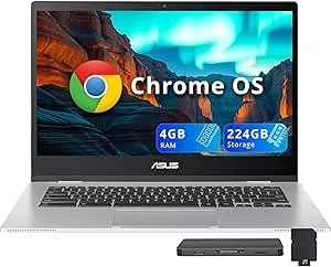ASUS Chromebook CX1 14" FHD Laptop, Intel Celeron N4500, 4GB RAM, 224GB Storage (64GB Emmc+160GB Docking Station Set), Intel UHD Graphics, 720p Wecam, Wifi 6, Chrome OS, Silver