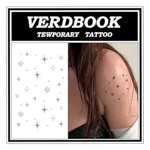 Waterproof Temporary Tattoos: 2-Sheet Tattoo Kit With Realistic Body Stickers, Semi-Permanent Tattoos For Adults Lasting 7-15 Days – Safe For Men & Women, Realistic Star Galaxy
