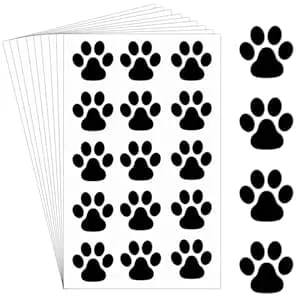 Harloon 20 Sheets 300 Pcs Paw Print Tattoos Temporary Paw Print Face Tattoos Dog Stickers Removable For Cheer Patrol Women Body Arm Foot(Black)