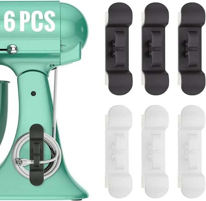 Daisyhome 6pcs Cord Organizer For Appliances, Upgraded Appliance Cord Wrap - Cord Holder Stick On Pressure Cooker, Coffee Maker, Air Fryer And Blender