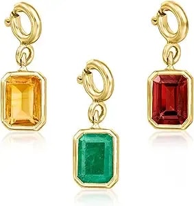 Ross-Simons February/Amethyst - Emerald-Cut Birthstone Charm In 18kt Gold Over Sterling