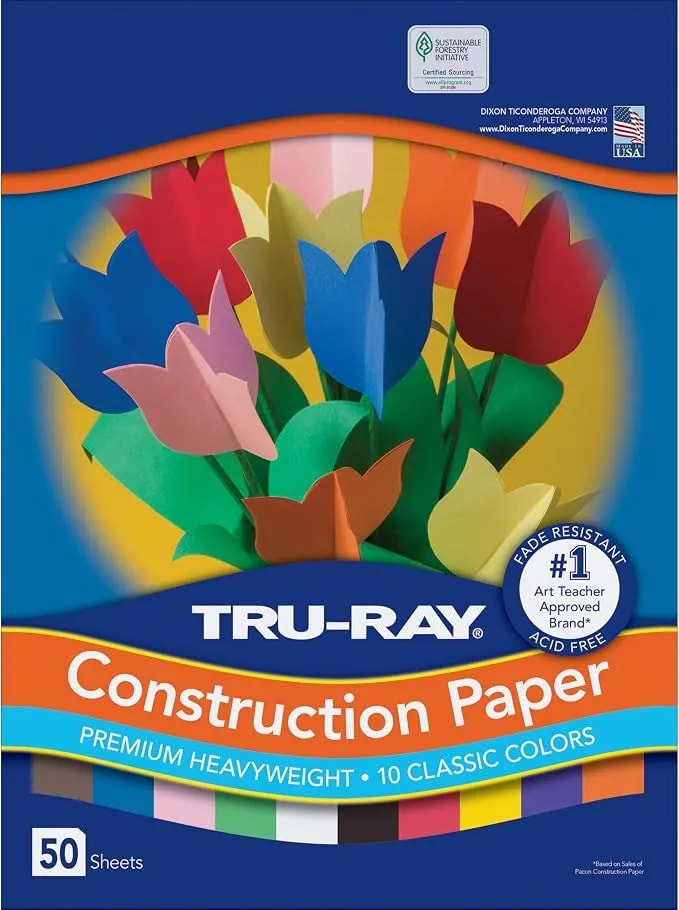 Tru-Ray Construction Paper p103031, 10 Classic Colors, 9" X 12", 50 Sheets