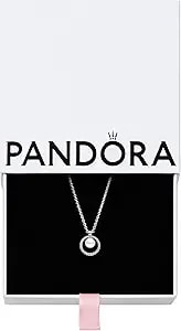 Pandora Treated Freshwater Cultured Pearl & Pavé Collier Necklace - Sterling Silver Necklace With Treated Freshwater Cultured Pearl & Cubic Zirconia - Jewelry For Women - Includes Gift Box - 17.7"