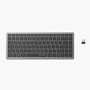 Kensington KB435 Wireless Compact Keyboard, Bluetooth & 2.4GHz Connection, Quiet Scissor-Switch Keys, Programmable, Copilot Hotkey, Compatible With Windows, Black (K75409NA)