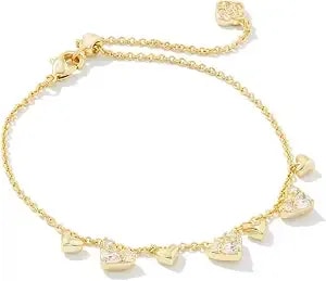 Kendra Scott Women'S Haven Heart Crystal Chain Bracelet Gold White Cz One Size
