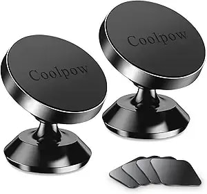 Coolpow【2 Packs Magnetic Phone Holder For Car【Strong Magnet】 Phone Holders For Your Car Phone Holder Mount【4 Metal Plate】 Universal Car Accessories For Women Men For Iphone Samsung Speakerphones