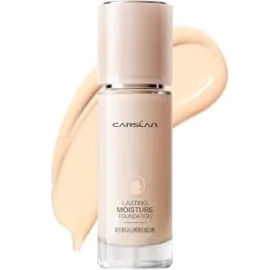 Carslan Lasting Moisture Foundation, 24h Longlasting Medium Coverage Dewy Finish Face Makeup, Poreless, Lightweight, Waterproof, Oil Free Liquid Foundation, p02