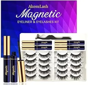 Magnetic Eyelashes Lashes Natural Looking, Reusable Thick Magnetic Eyelash Kit With Applicator - Upgraded Long Lasting (Black-4-B)